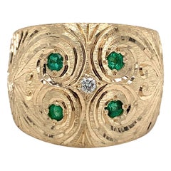 14 Karat schwerer Smaragd- und Diamant-Zigarrenring