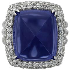 22.10 Carat Sugarloaf Tanzanite Diamond Platinum Ring 12