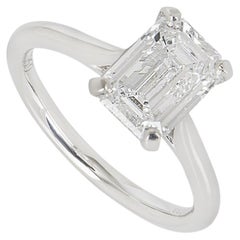 GIA Certified Rare Emerald Cut Type IIA Golconda Diamond Ring 2.01ct D/Flawless