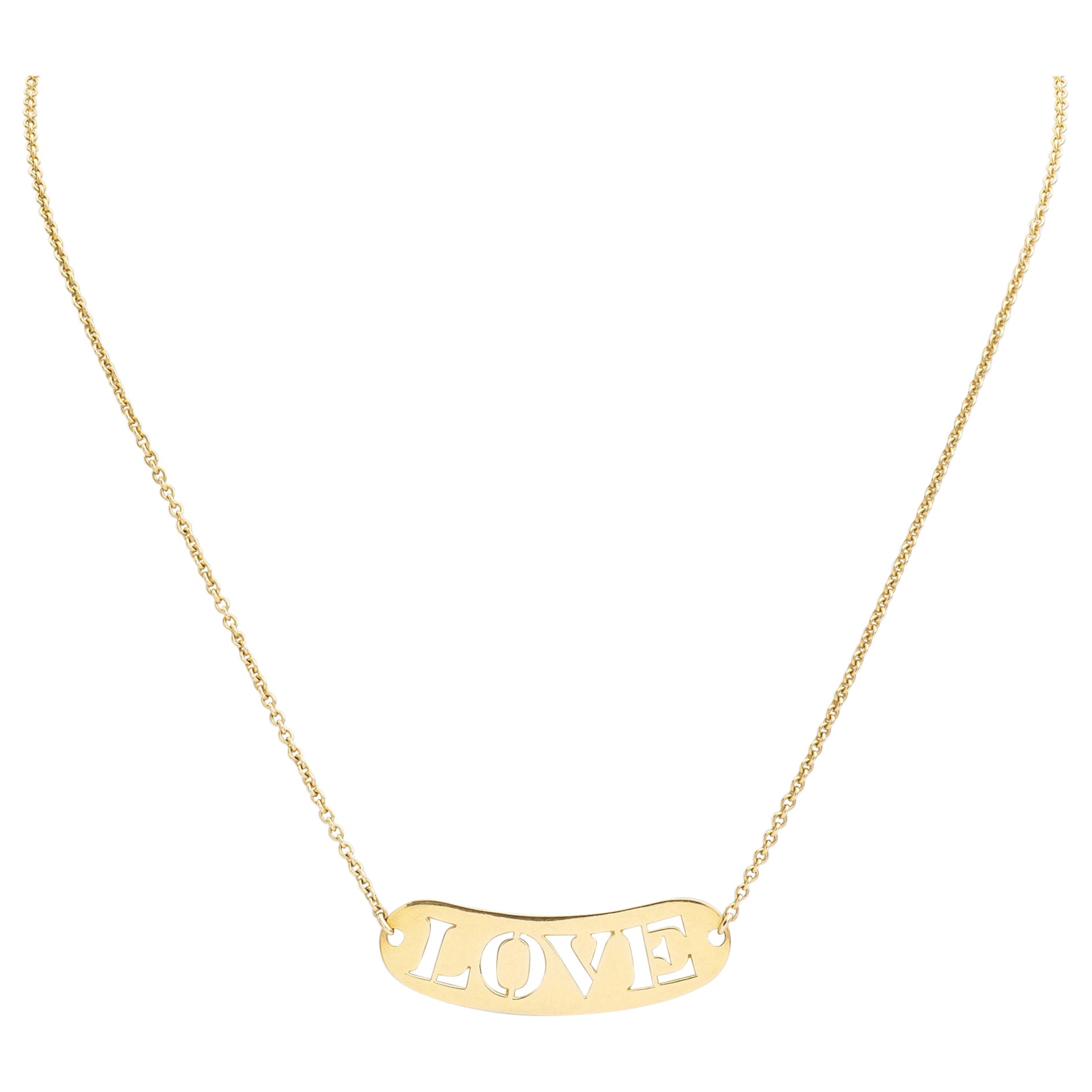 18 Karat Yellow Gold, French Made 'Love' Necklace For Sale