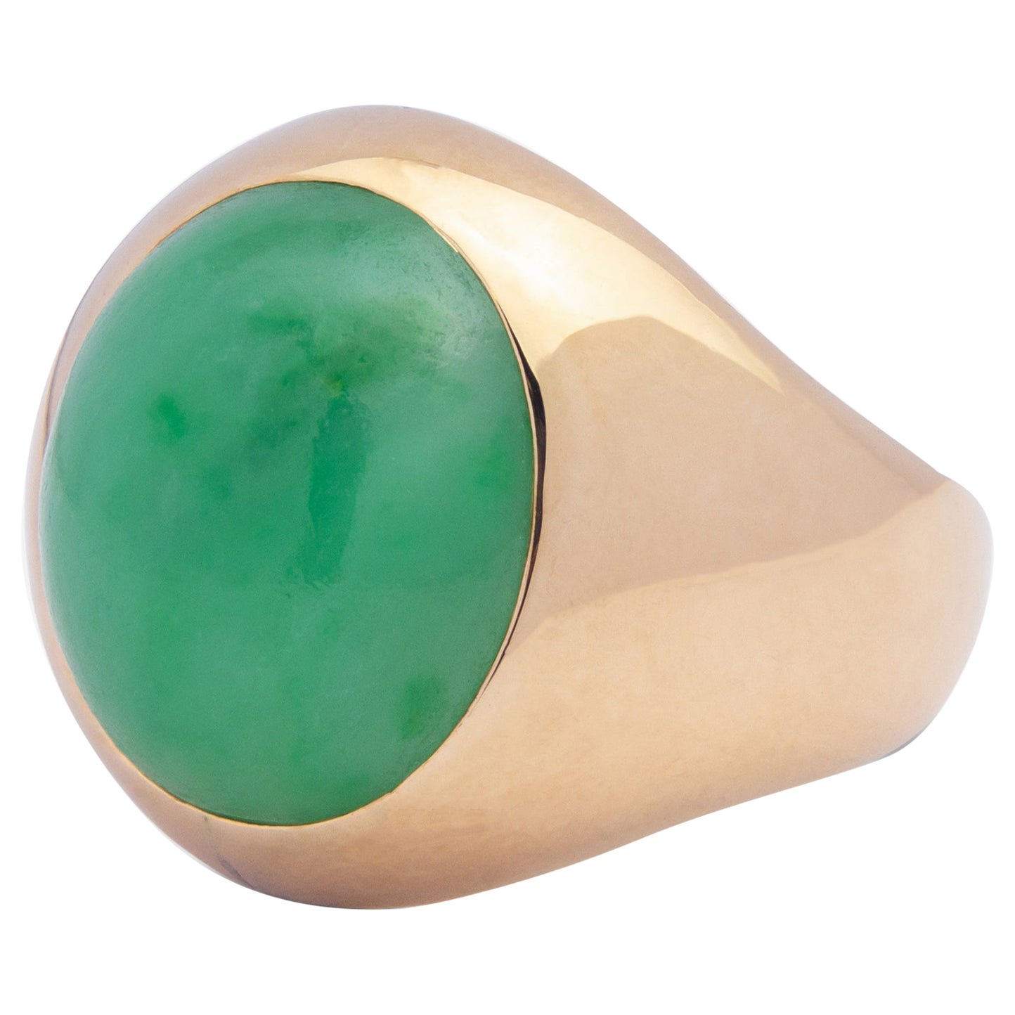 14 Karat Gold & Green 'Jadeite' Ring For Sale