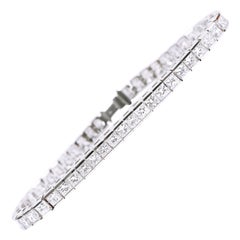 18 Karat White Gold 14.75 Carat Diamond Princess-Cut Tennis Bracelet