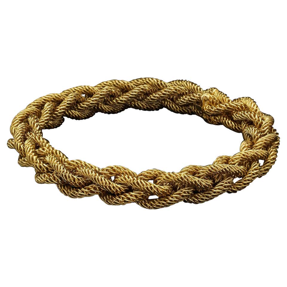 1960s Cartier Two-Tone Gold Rope Twist Chain Bracelet with Box For Sale ...
