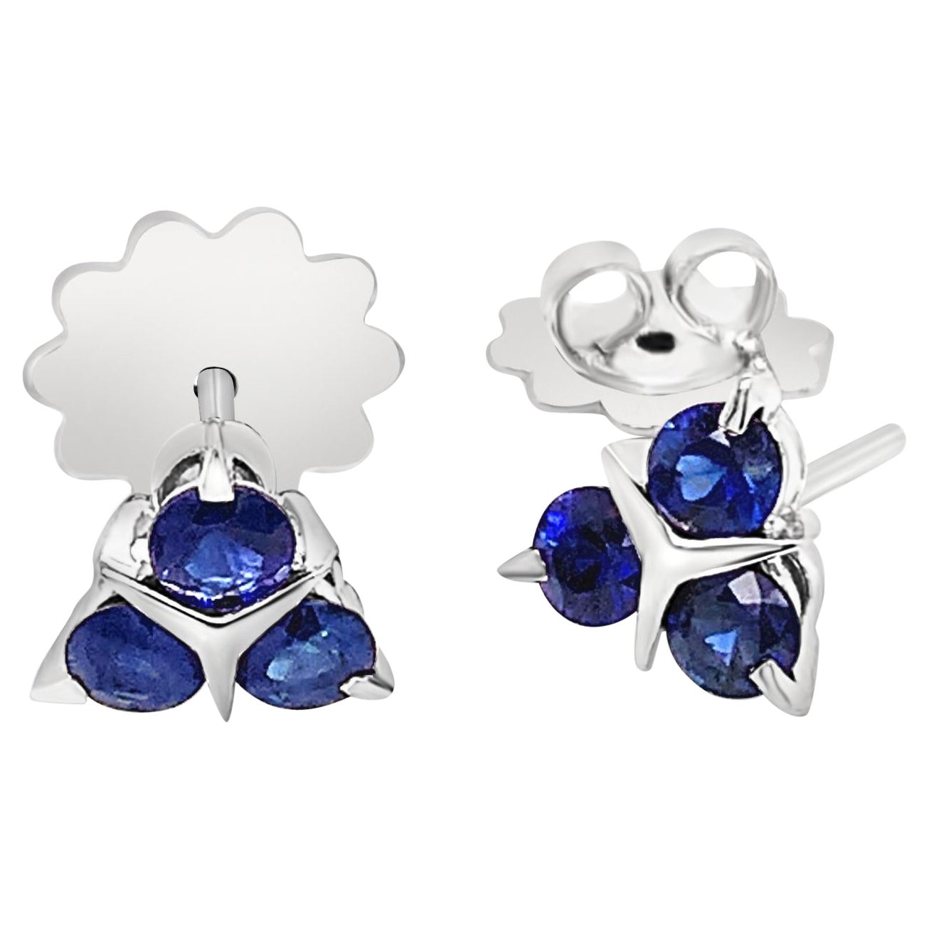 18 Karat White Gold Blue Sapphires Garavelli Earrings