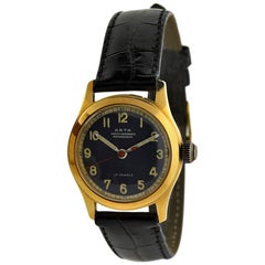Orologio a carica manuale con quadrante originale in oro giallo di Arta, anni '50