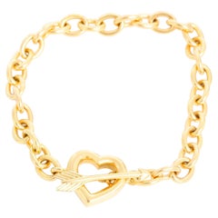 Vintage Tiffany & Co. Arrow Heart Toggle Link Yellow Gold Bracelet