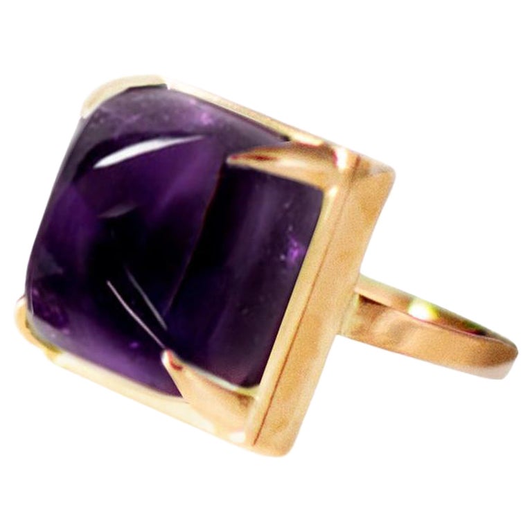 Eighteen Karat Rose Gold Sugarloaf Amethyst Cocktail Ring For Sale