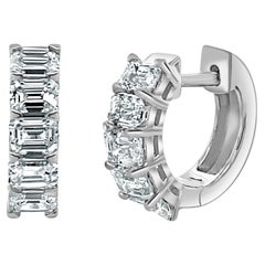 14K White Gold Emerald-Cut 1.60ct Diamond Huggies for Her