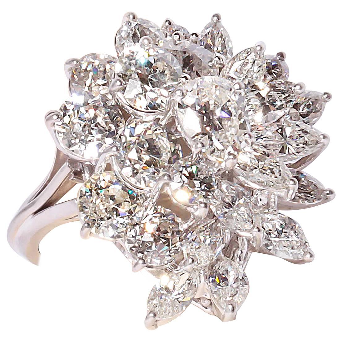 Diamond Platinum Pendant Ring For Sale