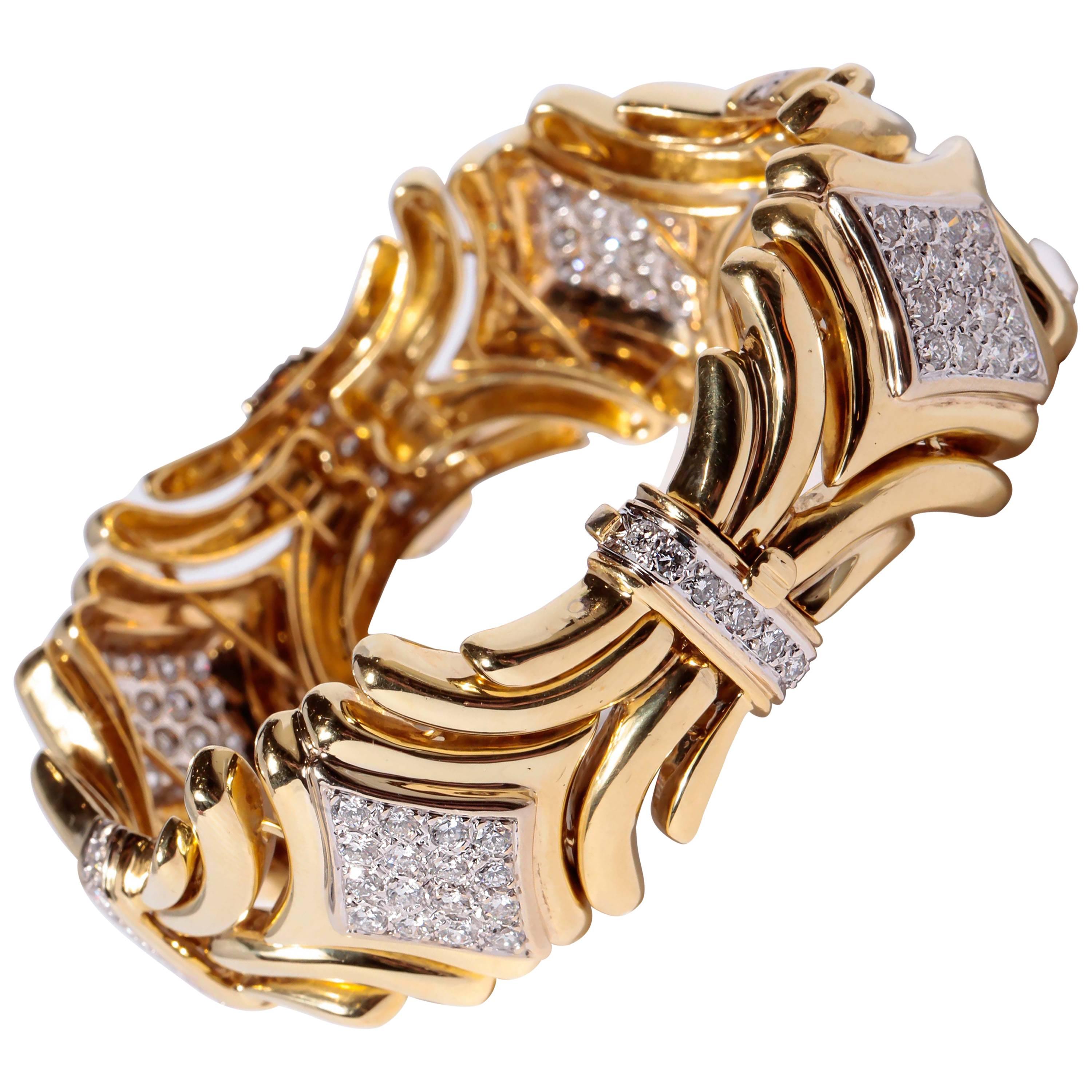 Sal Praschnik Diamond Gold Link Bracelet For Sale