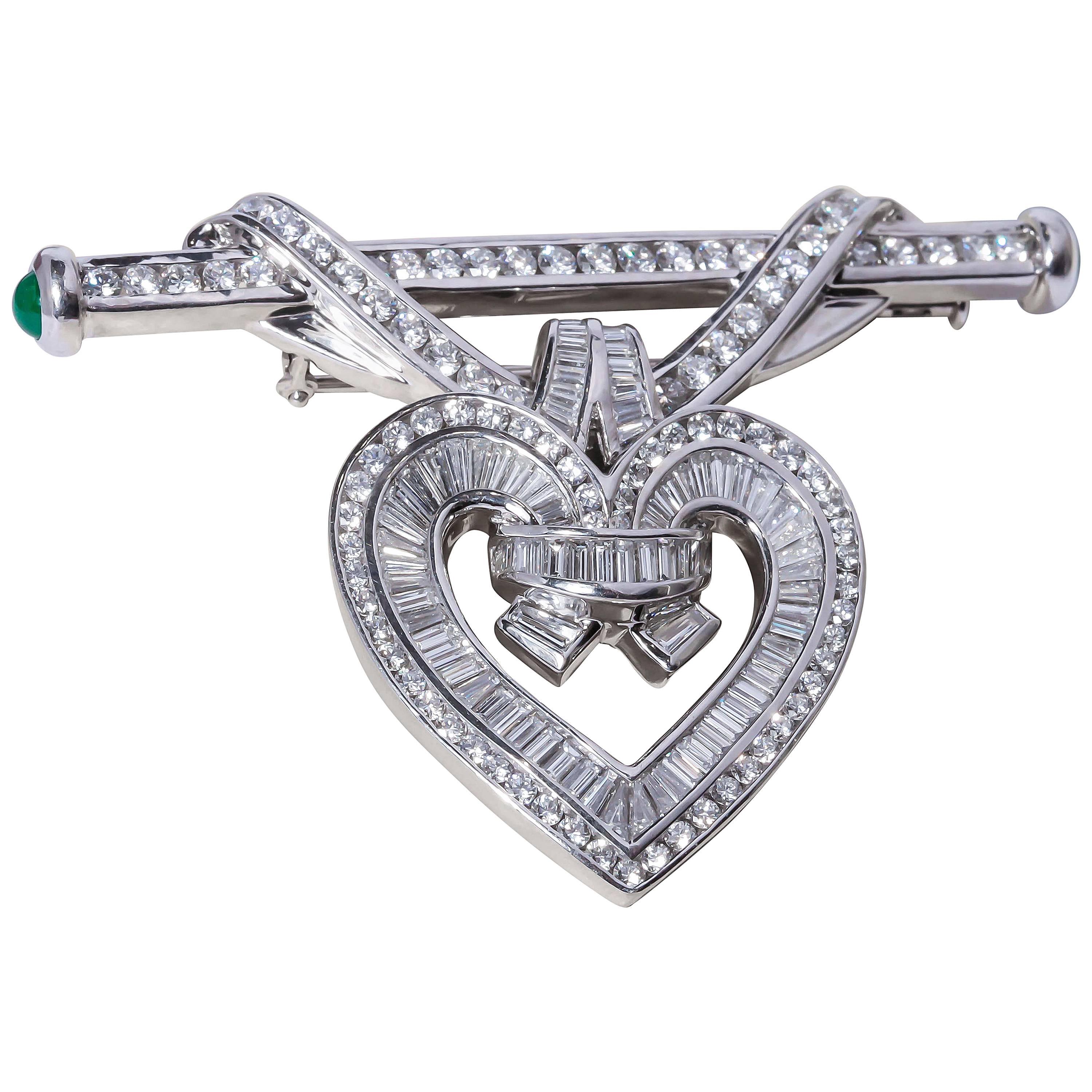 Charles Krypell Platinum and Diamond Convertible Brooch/ Enhancer For Sale