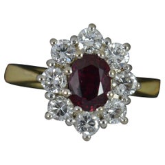 Qualität 18 Karat Gold Rubin und 0,8 Karat Diamant Cluster Ring