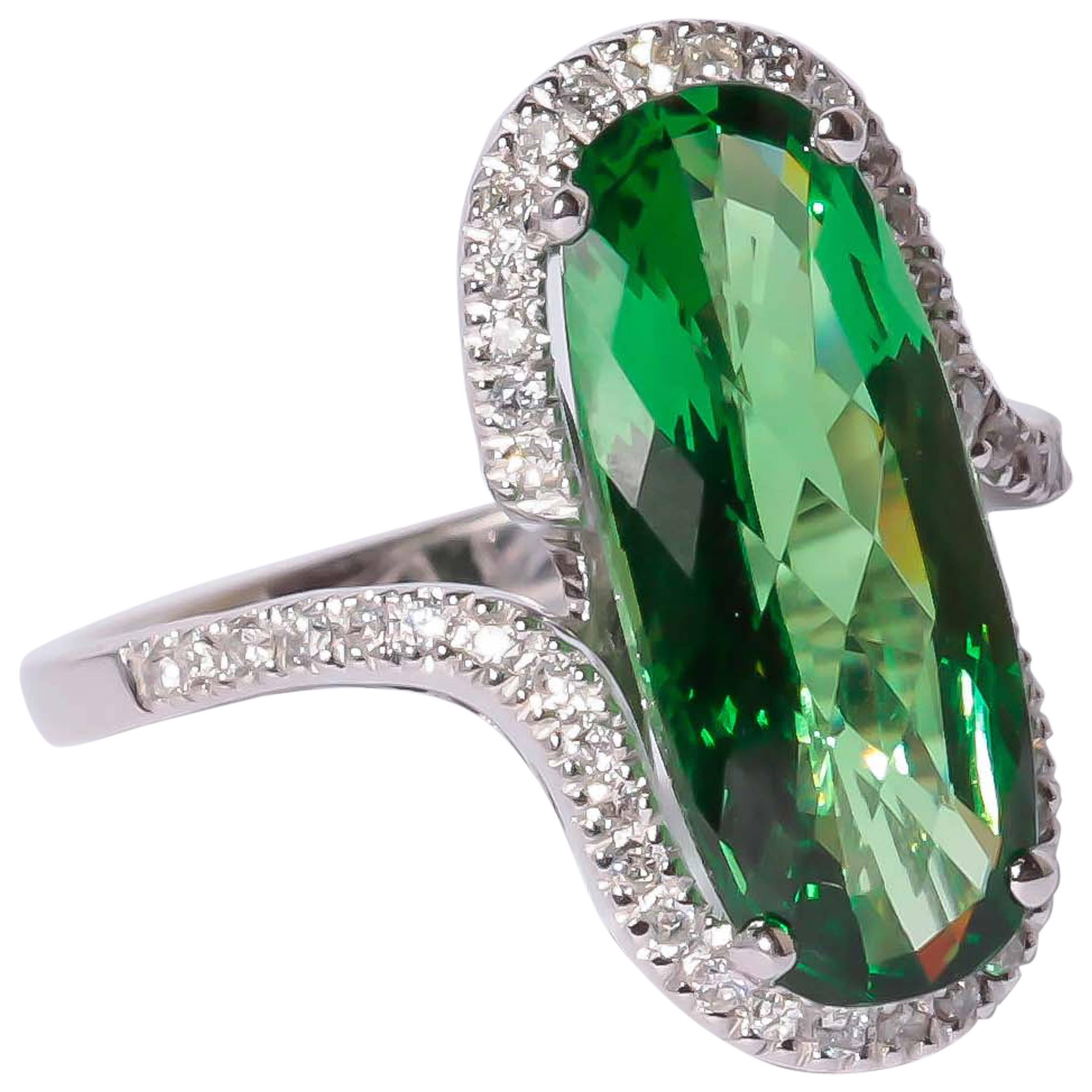 Tsavorite Diamond Gold Ring For Sale