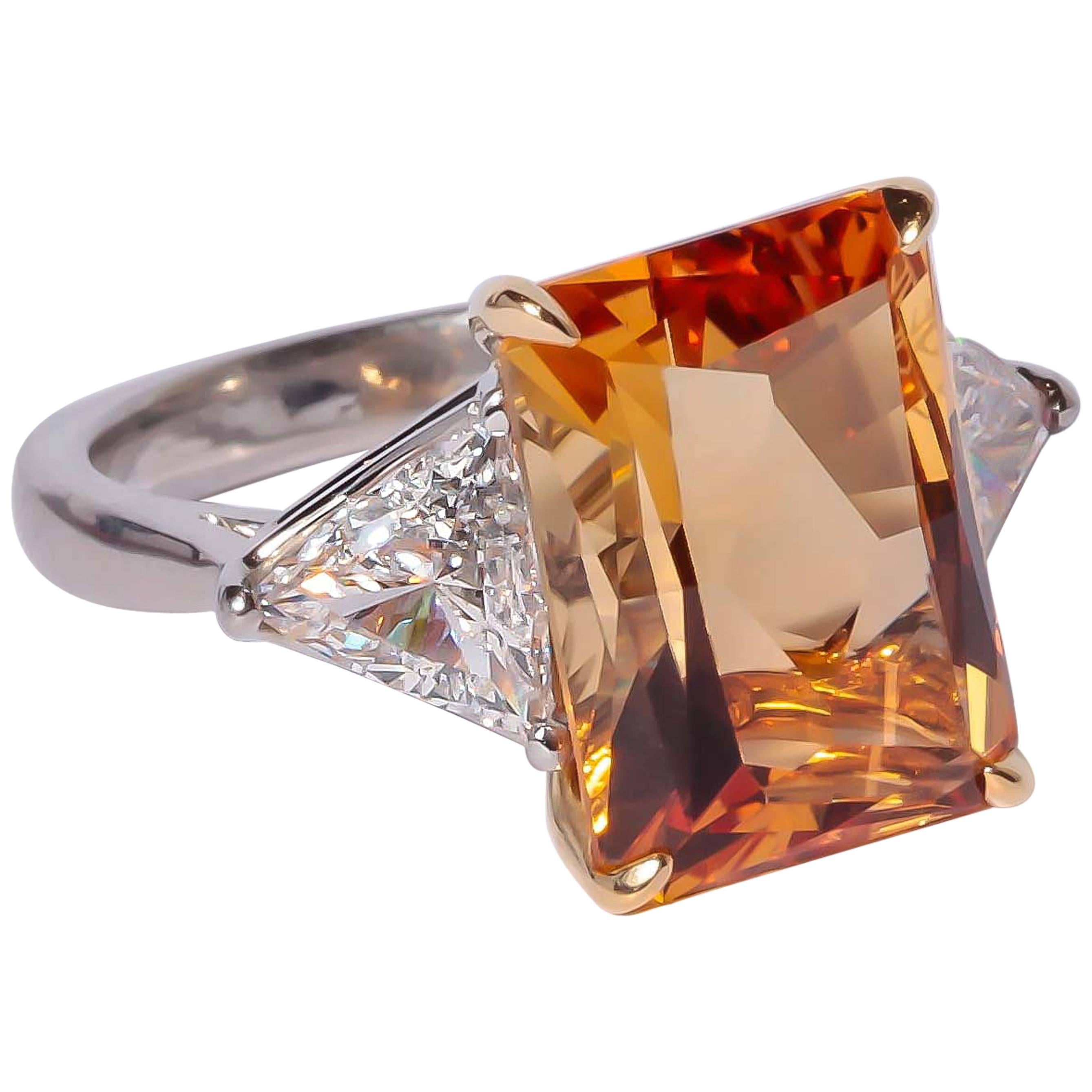 Richard Krementz Precious Topaz Diamond Platinum Ring For Sale