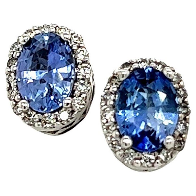 Natural Sapphire Diamond Earrings 14k Gold 1.73 TCW Certified For Sale