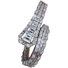 48.00 Carats Diamonds Platinum Cuff Bracelet