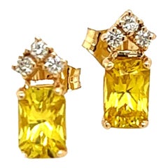 Orecchini con zaffiro naturale e diamante in oro 14k 1,74 TCW certificati