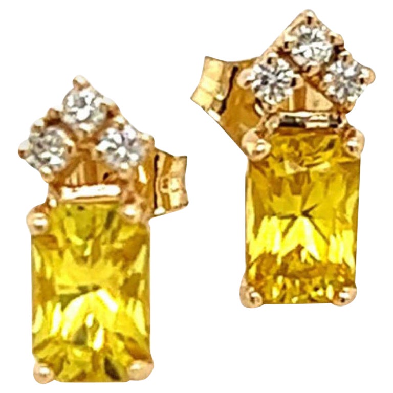 Natural Sapphire Diamond Earrings 14k Gold 1.74 TCW Certified