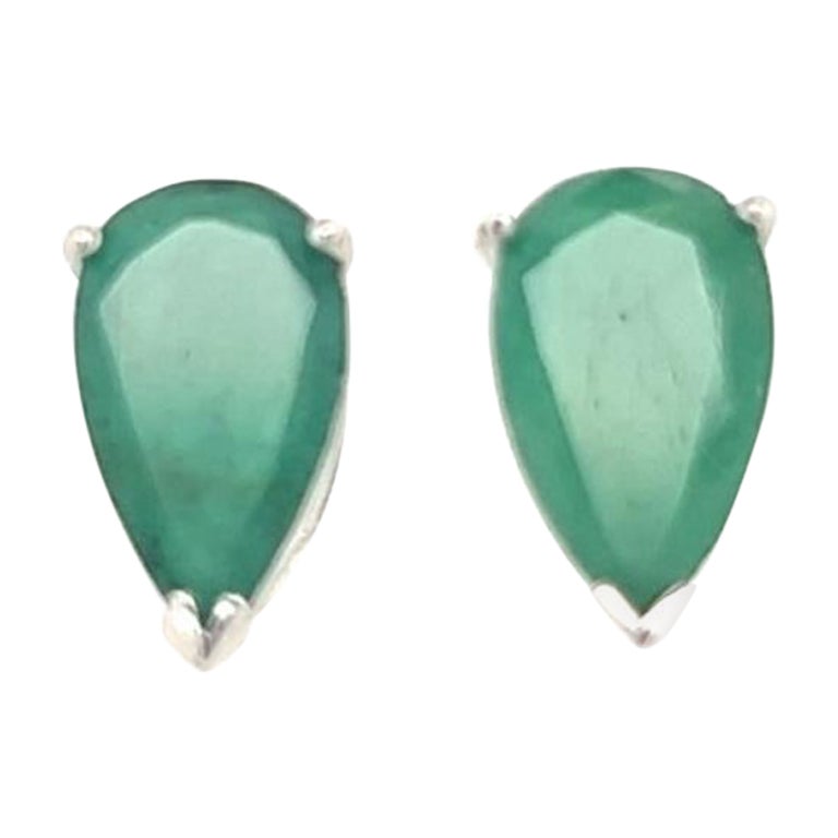 Natural Pear Shape Emerald Earrings 14k Gold 2.36 TCW Certified