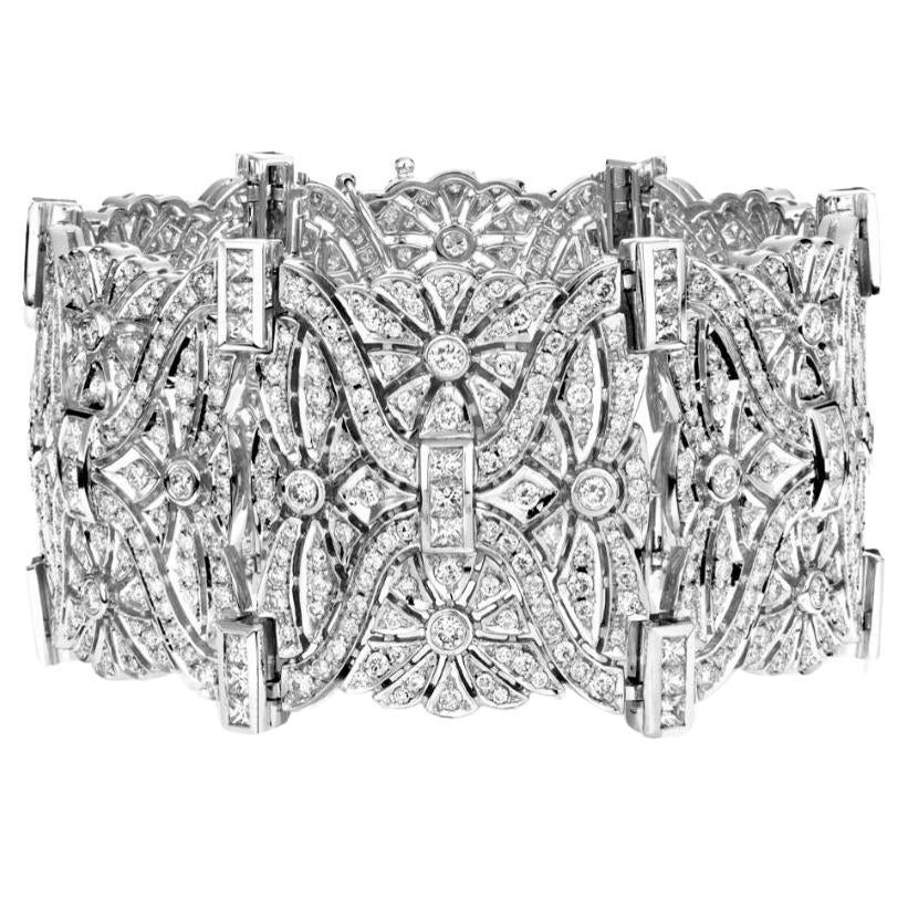 18 Karat Weißgold Art Deco Diamant-Armband im Angebot