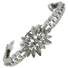 1960s Diamond Gold Floral Link Bracelet 8