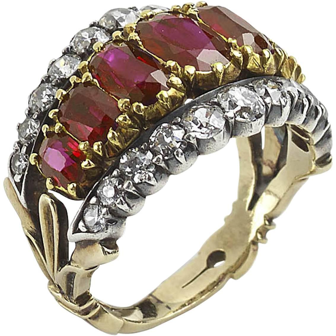 Antique Ruby Diamond Ring For Sale at 1stdibs