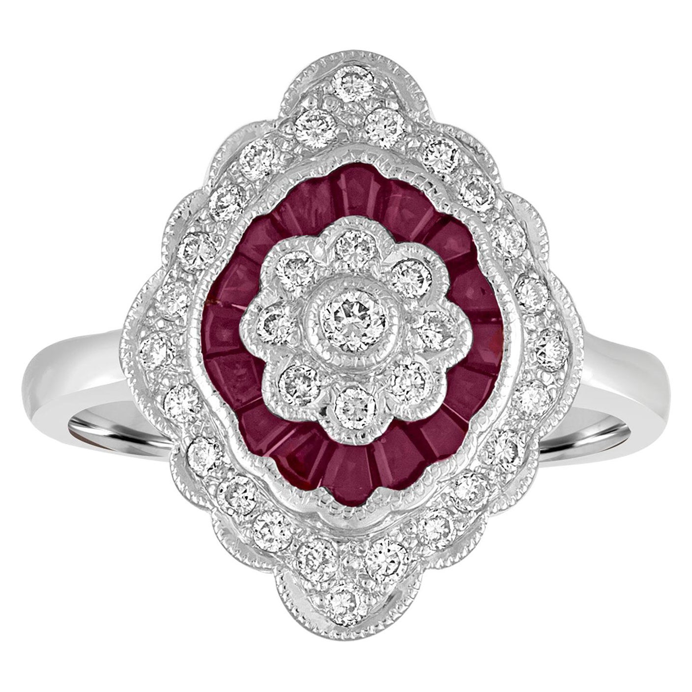 Anillo de oro con diamante y rubí de 0.74 quilates