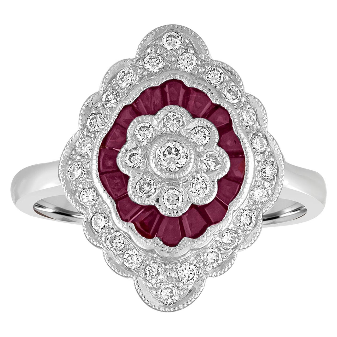 Bague en or avec diamants et rubis de 0,74 carat