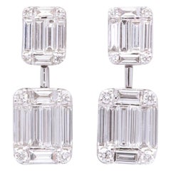 Smaragdschliff-Illusion-Diamant-Tropfen-Ohrring
