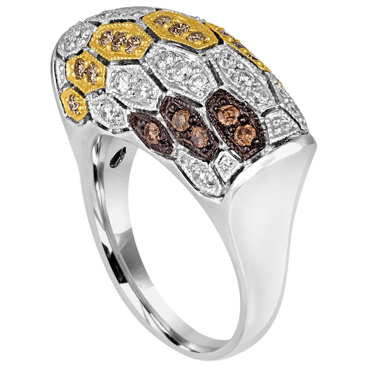 0.96 Carat Diamond Modern Dome Gold Ring For Sale