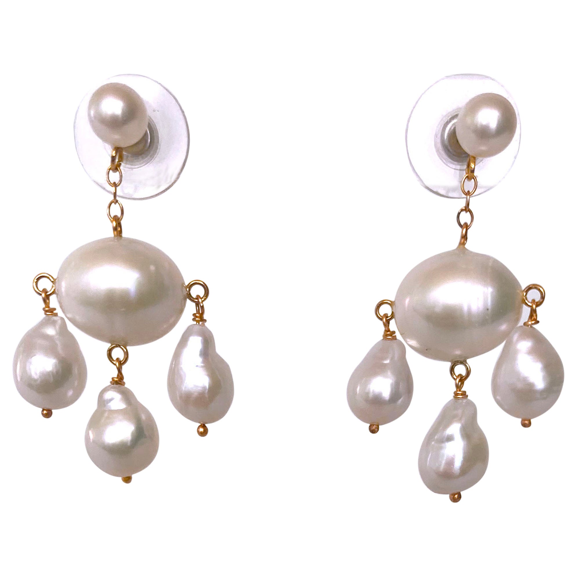 Marina J. Chandelier Baroque Pearl Earrings with 14k Yellow Gold