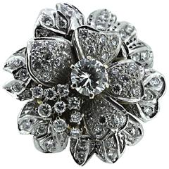 Diamond Gold Floral Brooch 1