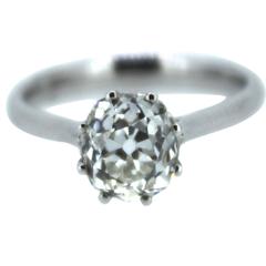Retro 2.14 Carat Old Cut Solitaire Diamond Ring