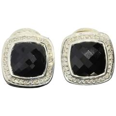 David Yurman Black Onyx Diamond Sterling Silver Albion Earrings