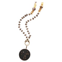 Clarissa Bronfman F*Ck It Ebony 14k Gold Pendant & Quartz Ruby Rosary Necklace