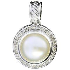 David Yurman Perle Diamant Sterling Silber Cerise Enhancer Anhänger