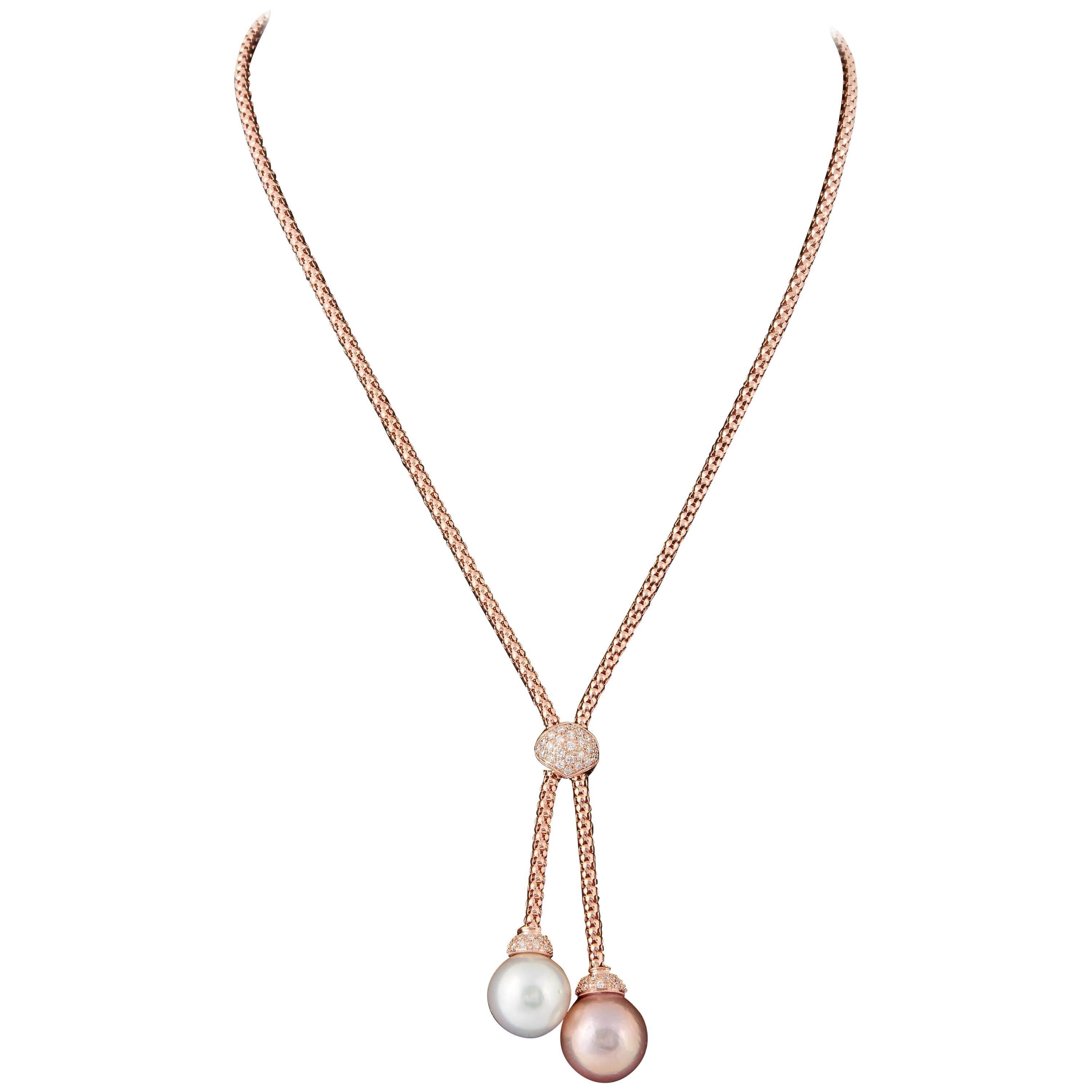 South Sea and Fresh Water Pearl Diamond Gold Pendant