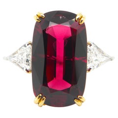 6.45 Carat GRS Certified Burma No Heat Spinel and White Diamond Gold Ring