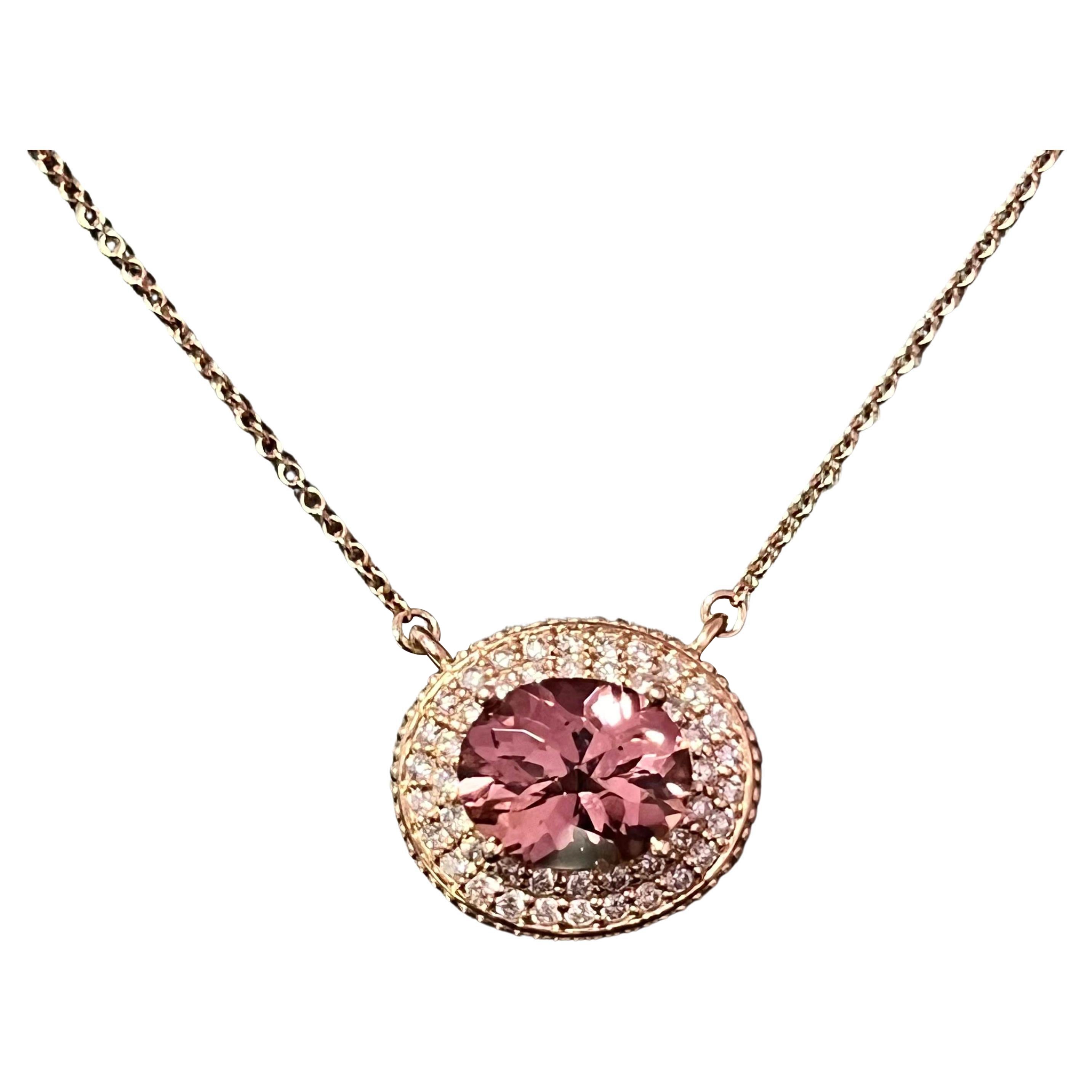 Collier en or 14k avec diamants et tourmaline naturelle certifiée TCW de 5,0 carats