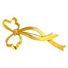 Vintage Tiffany & Co. Yellow Gold Large Bow Brooch Pin