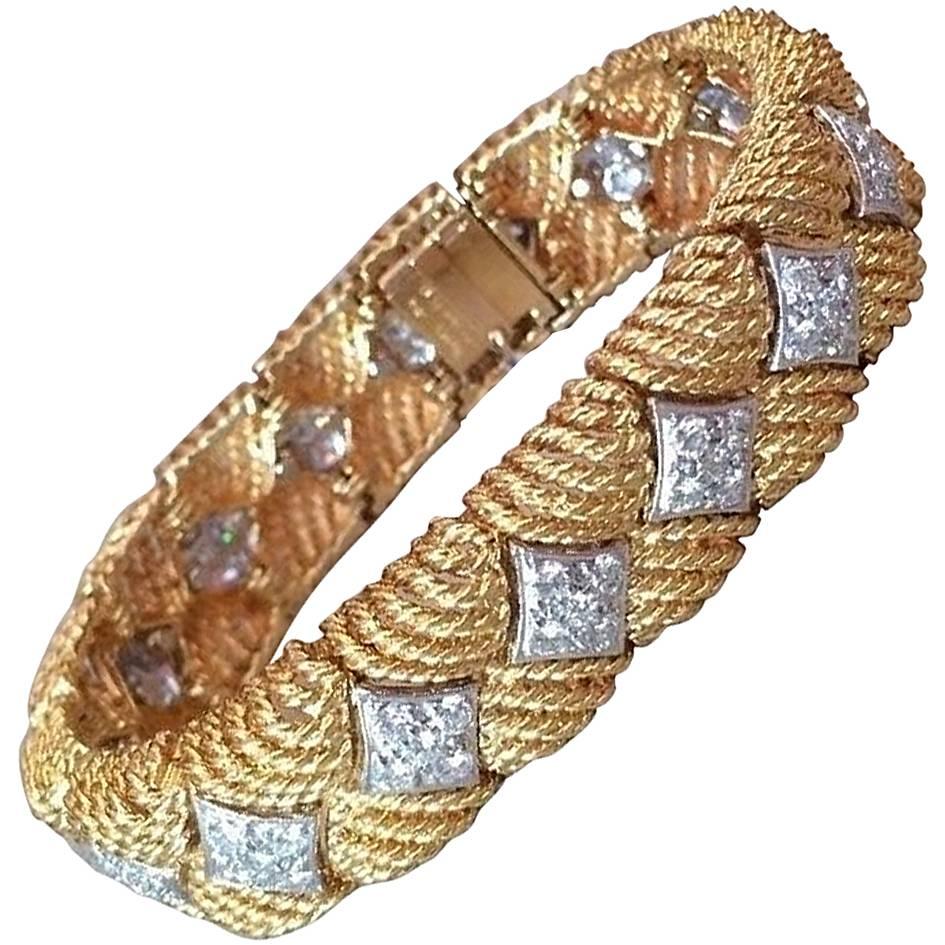 Ruser 5.00 Carats Diamonds Gold Platinum Bracelet For Sale