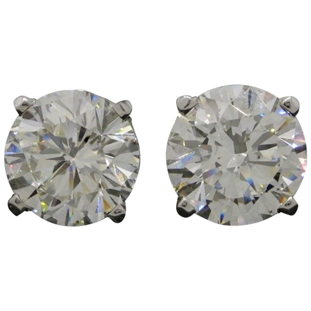 8.09 Carats Round Brilliant Cut GIA Cert Diamonds Gold Stud Earrings  For Sale