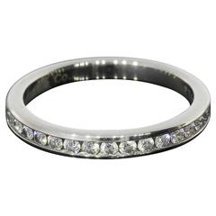 Tiffany & Co. Round Diamonds Platinum Channel Half Circle Wedding Band Ring