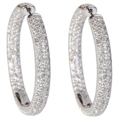 Pave Diamant-Creolen-Ohrring aus 14k Weigold 5,00 Karat
