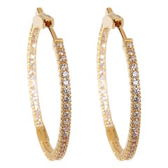 Inside Out Diamond Hoop Earrings in 18k Yellow Gold 1.01 CTW