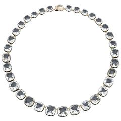 Astonishing Hand Cut Rock Crystal Riviere Necklace