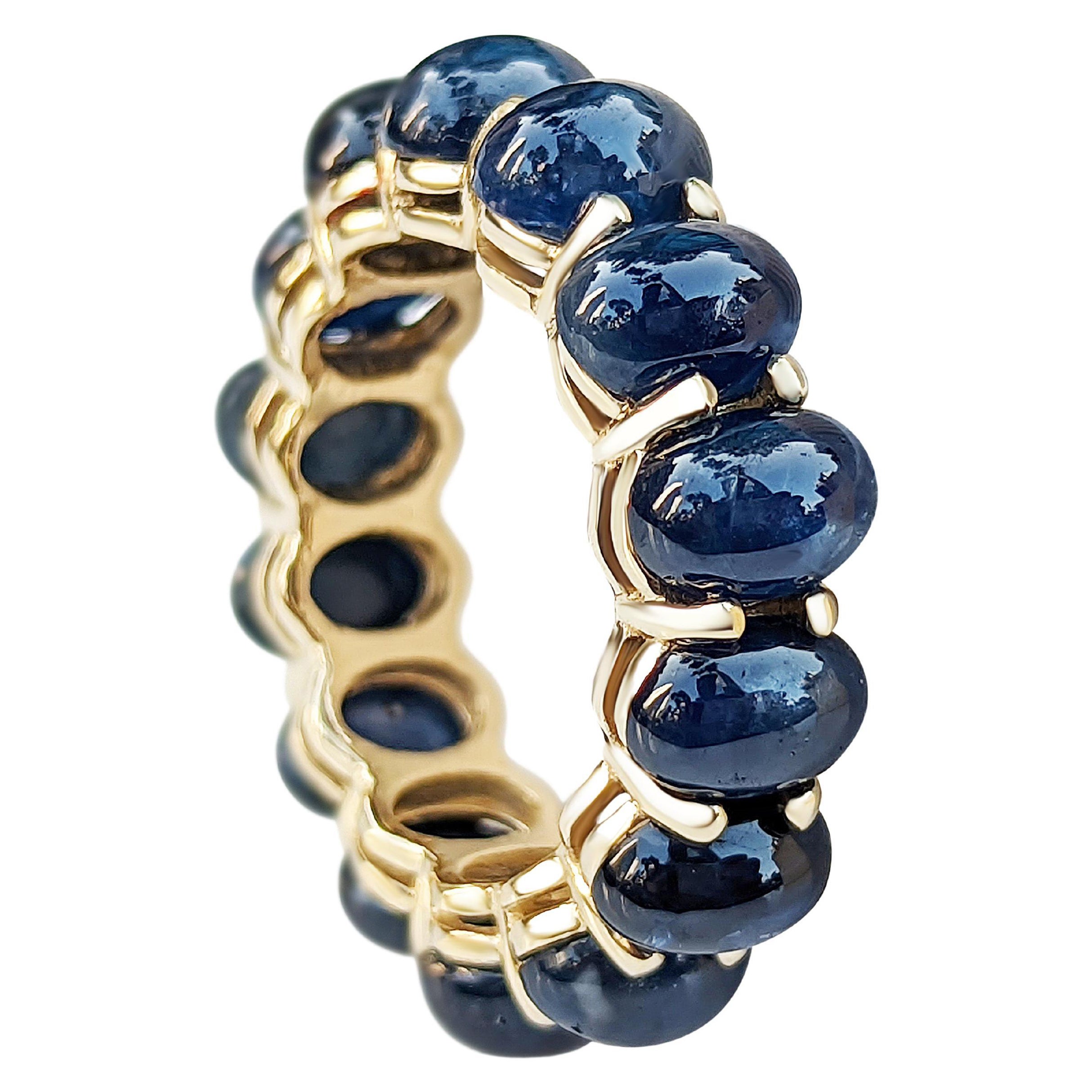 19.11 Carat Magnificent Blue Sapphire Eternity Band, 14Kt Yellow Gold, Ring