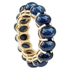 19.11 Carat Magnificent Blue Sapphire Eternity Band, 14Kt Yellow Gold, Ring