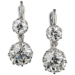5.05 Carats Antique Diamonds Drop Earrings