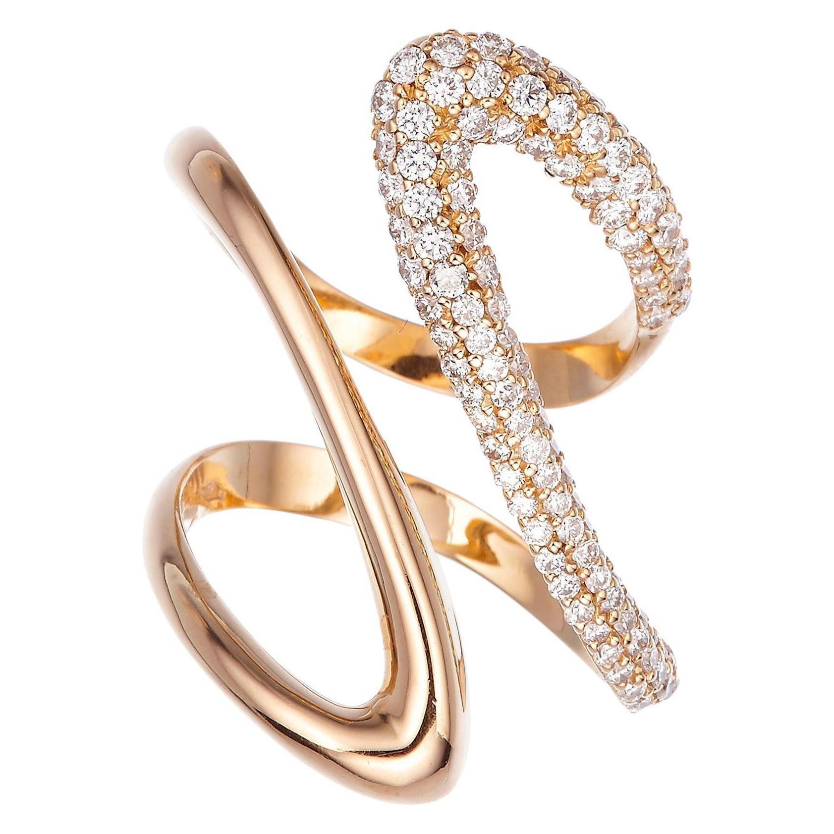 18K Rose Gold Made in Italy Diamond Pave Cosmic Empowerment Cocktail Ring For Sale